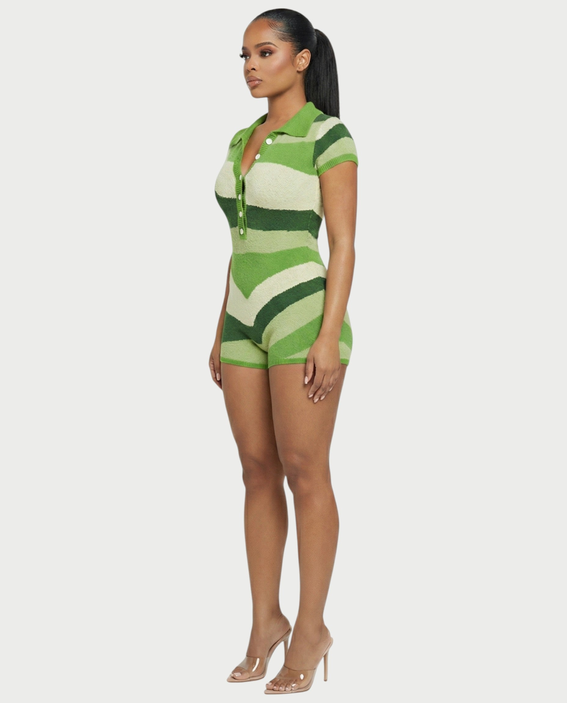 ELLAY Knit Abstract Print Romper