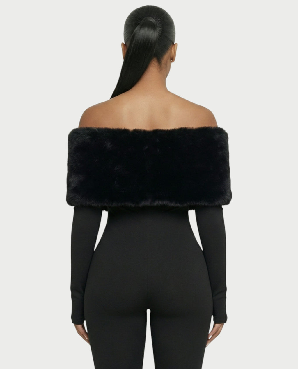 NENYA Off-Shoulder Faux-Fur Jumpsuit