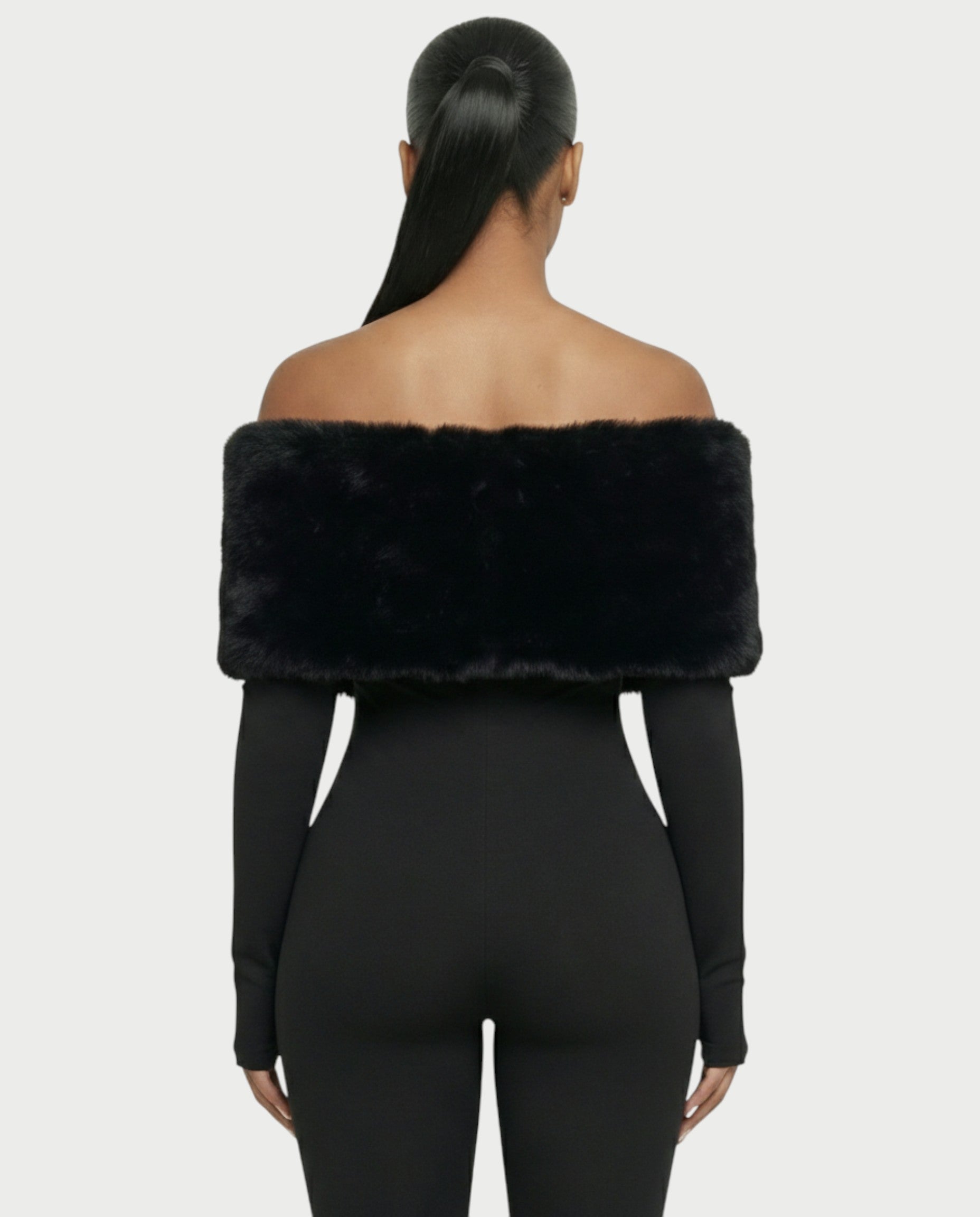 NENYA Off-Shoulder Faux-Fur Jumpsuit