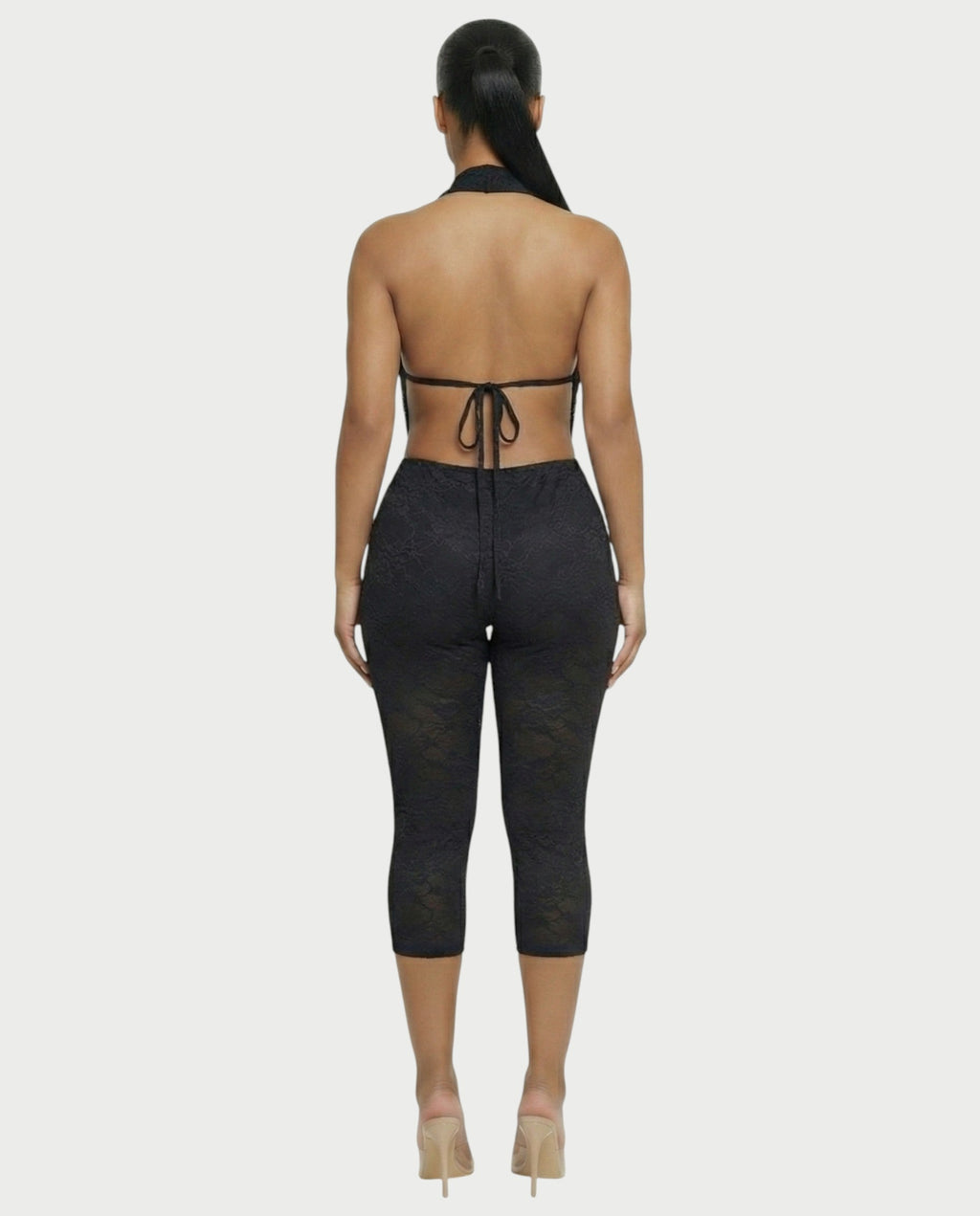 KATRINA Cowl Neck Lace Jumpsuit