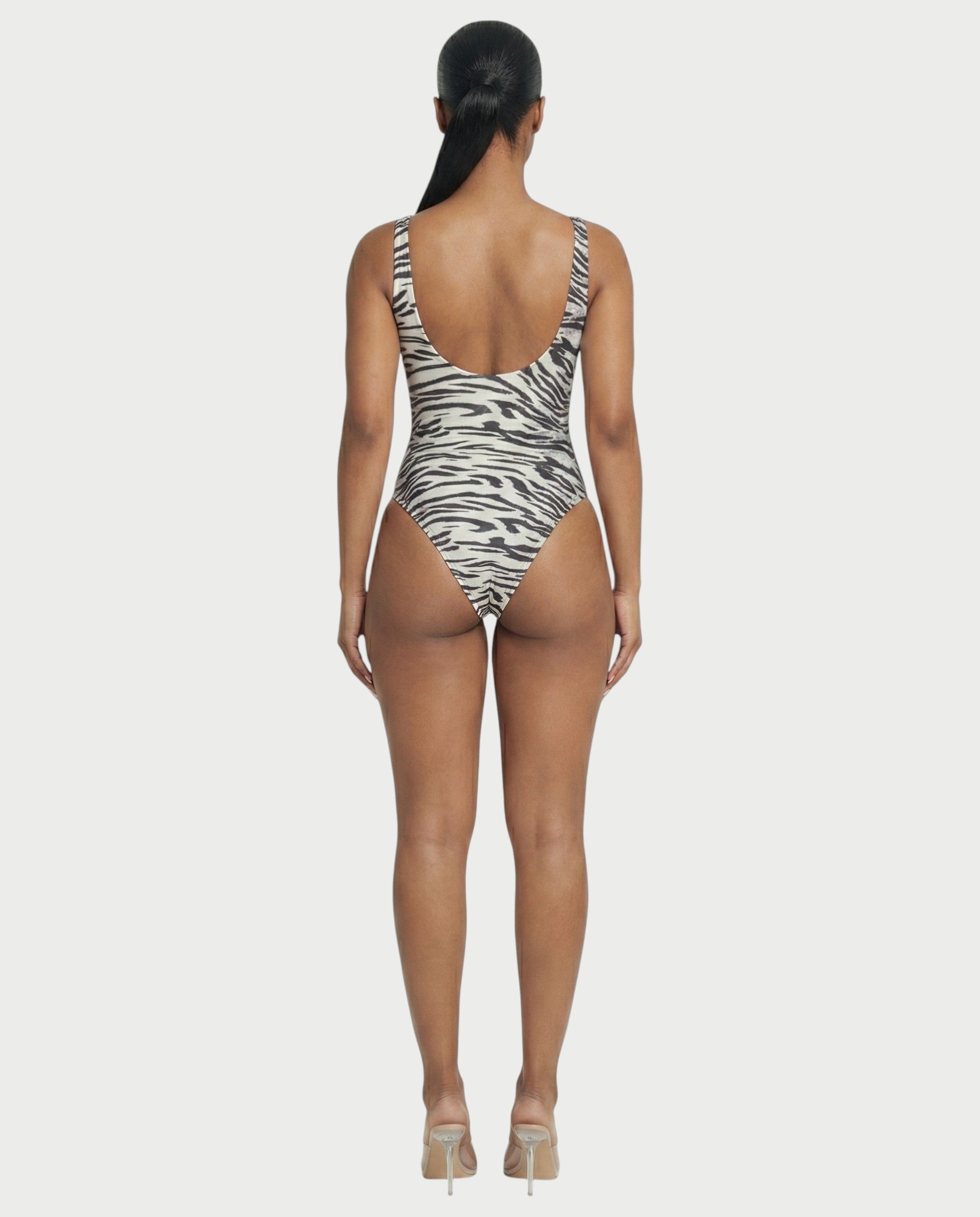 Patterned Scoop Neck Bodysuit