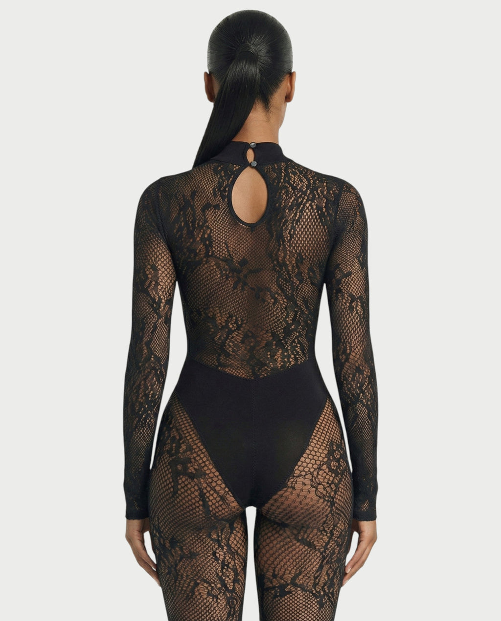 LARYA Sheer Lace Mesh Net Jumpsuit