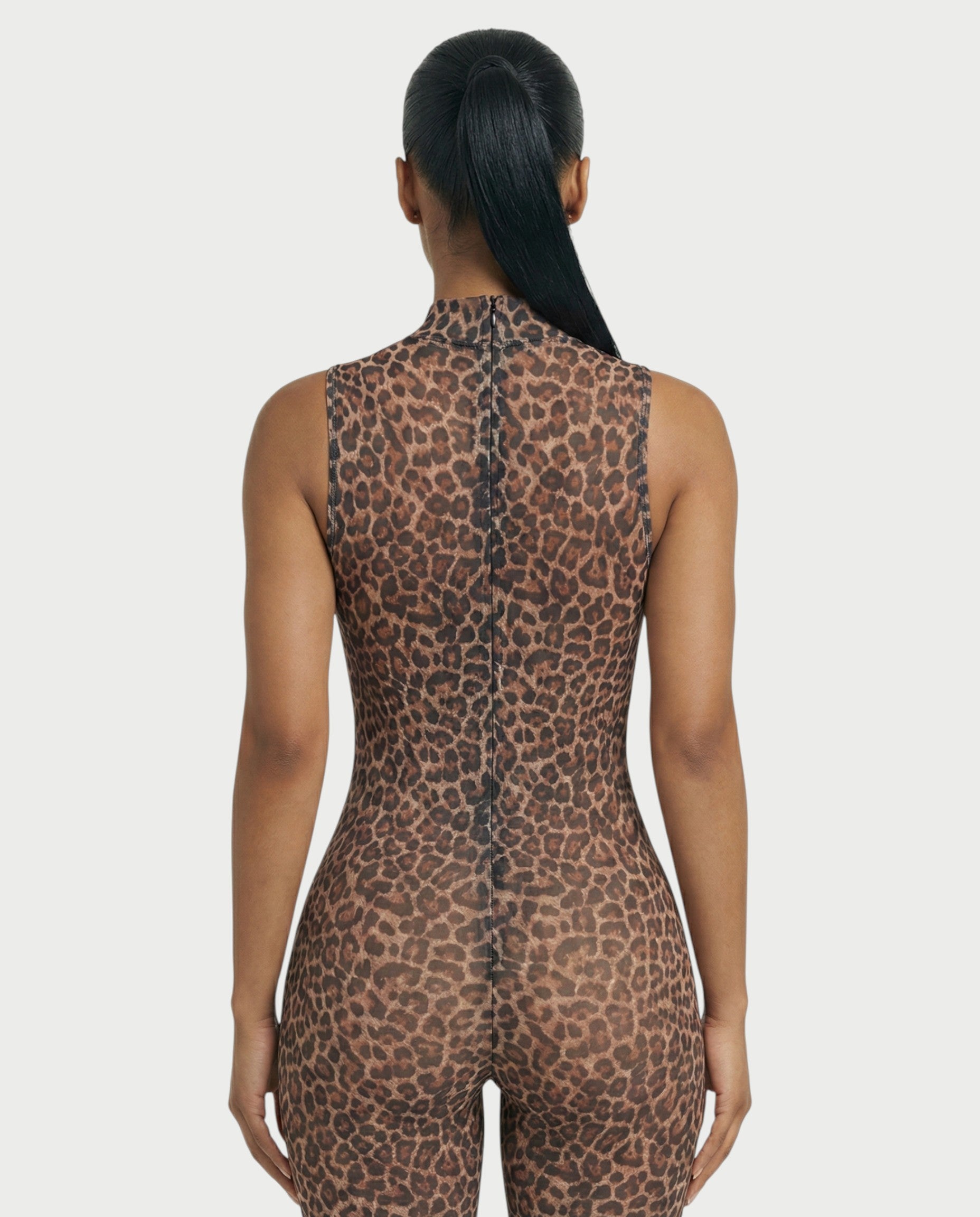 DIONNE High Neck Leopard Jumpsuit