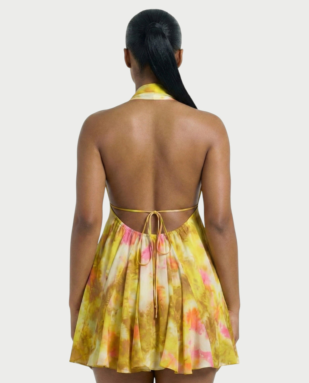 INKY Tie-dye Backless Halter Mini Dress