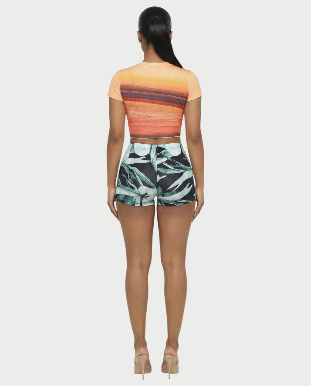 ESTELLE Mesh Crop Top & Shorts Set