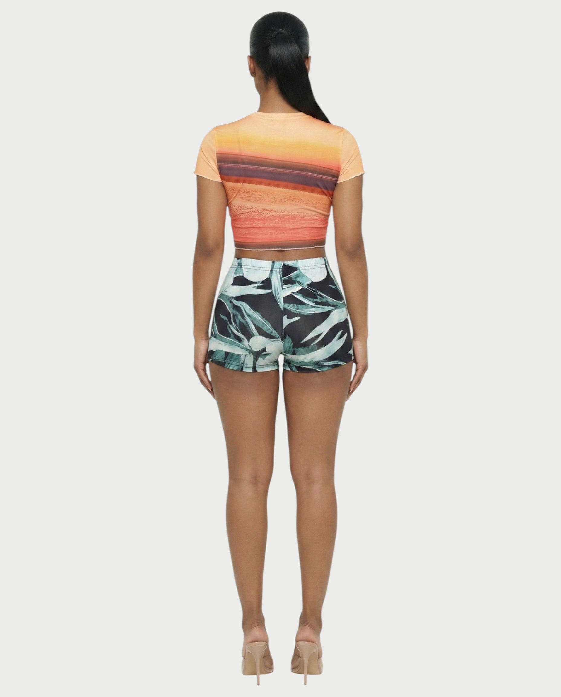 ESTELLE Mesh Crop Top & Shorts Set