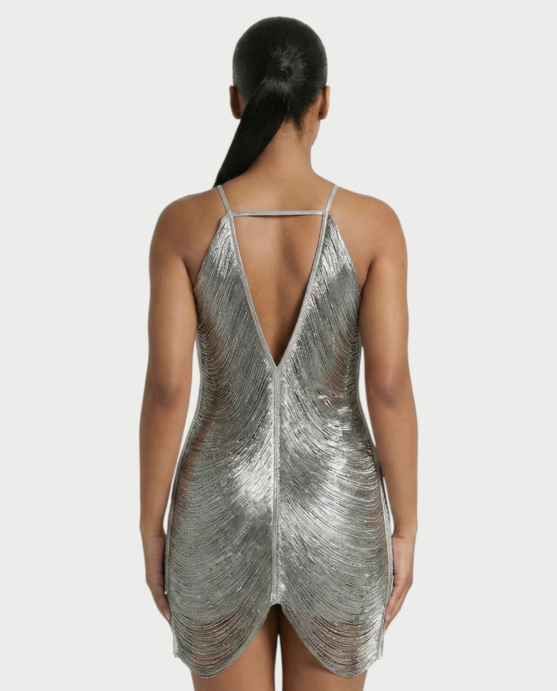 TRIZIA Halterneck Fringe Bodycon Mini Dress