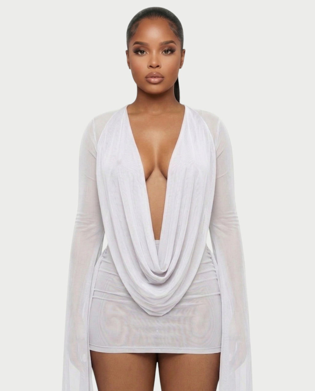 CAROL Cowl Neck Draped Mini Dress