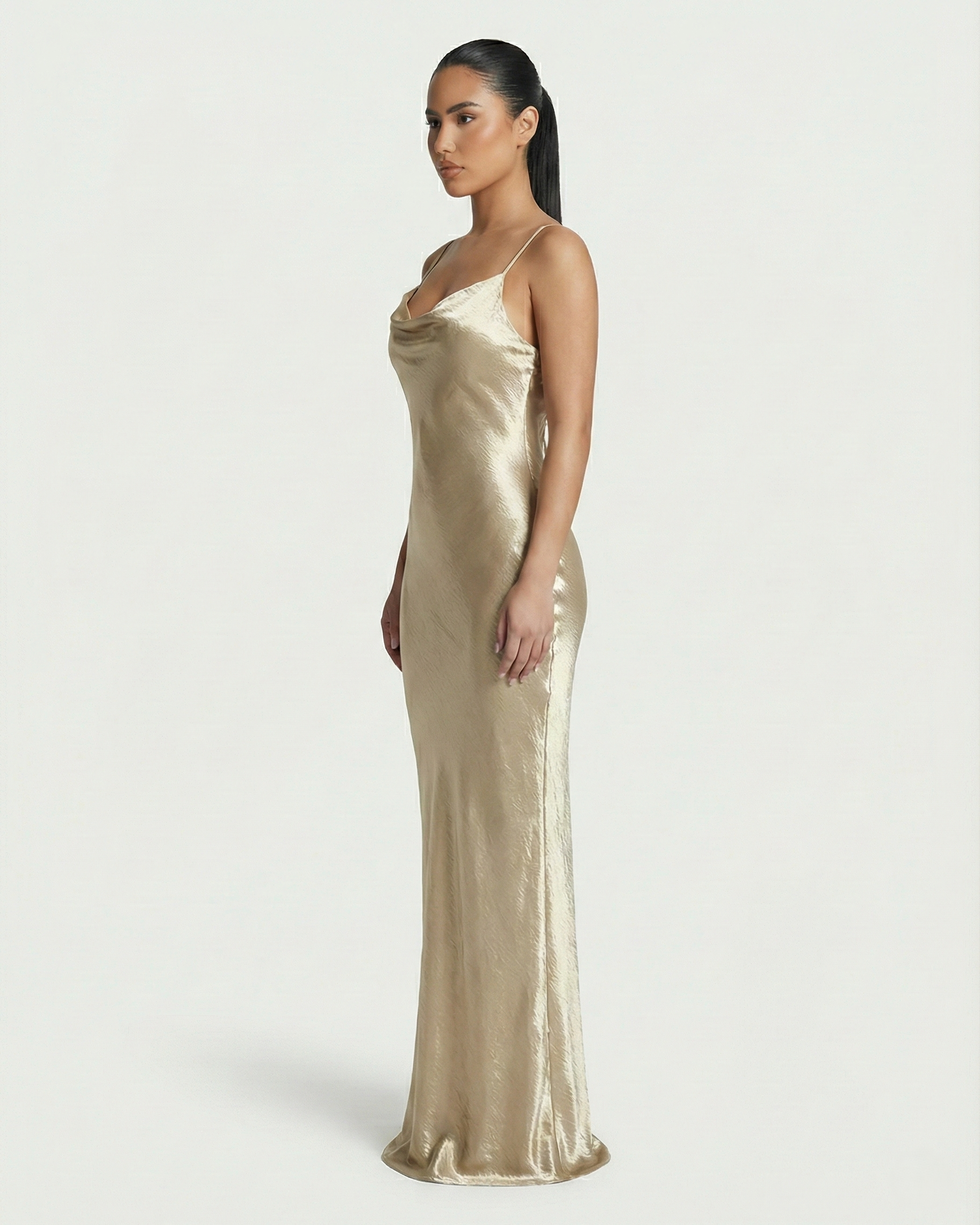 NILLA Cowl-Neck Backless Maxi Dress