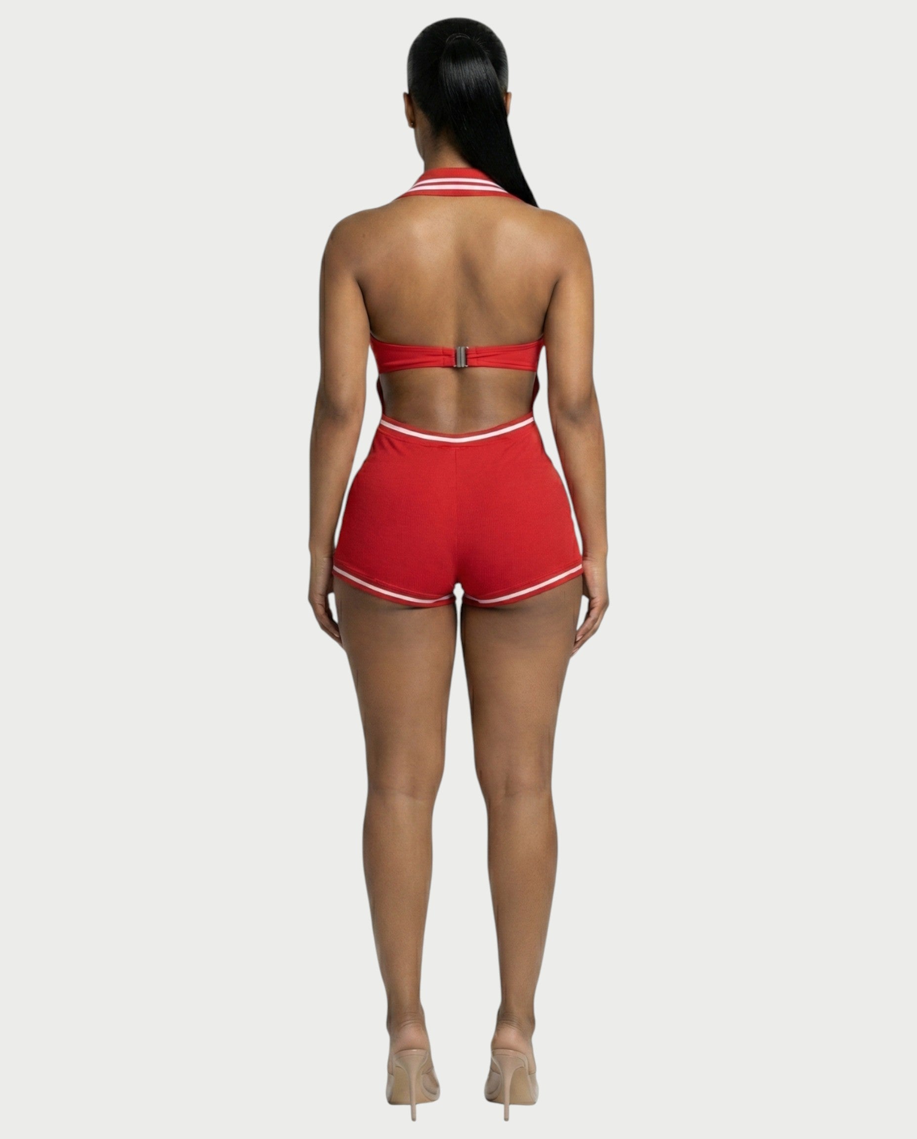 JEYNE Backless Halter Sleeveless Romper