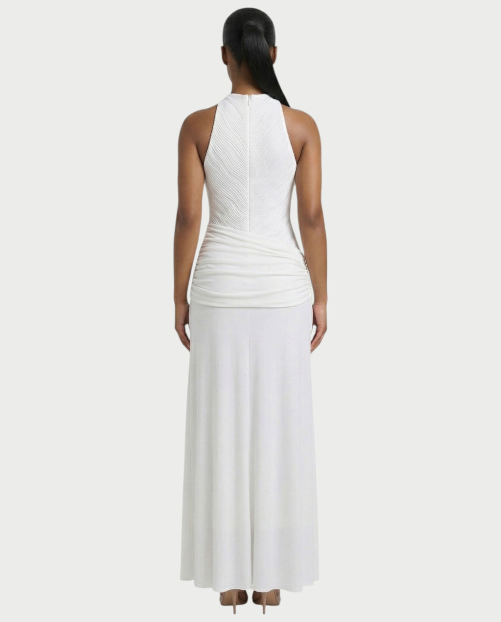 ANIYA Halter Draped A Line Maxi Dress
