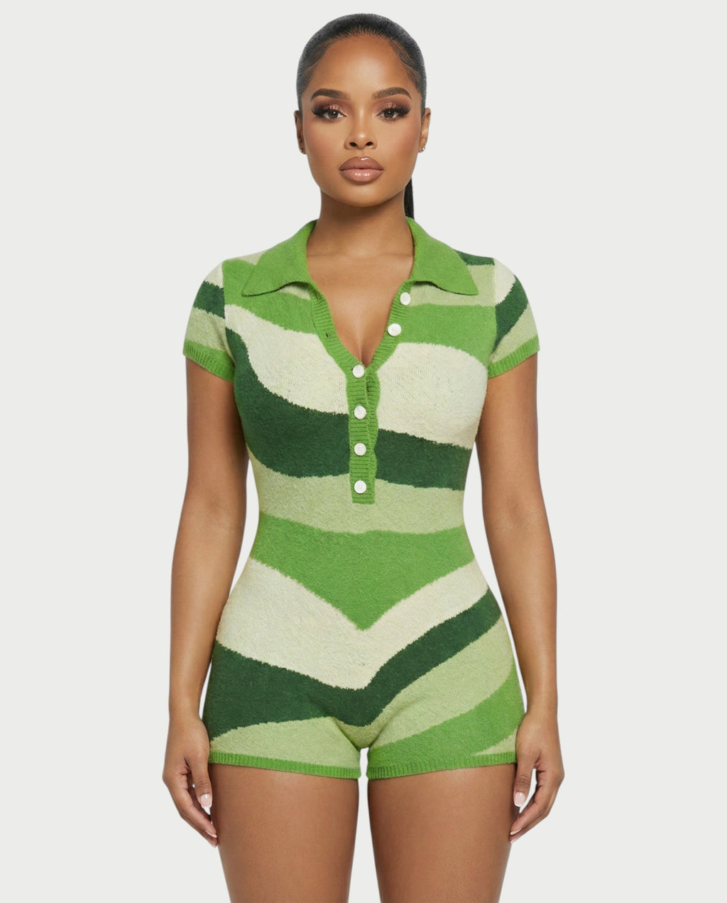 ELLAY Knit Abstract Print Romper