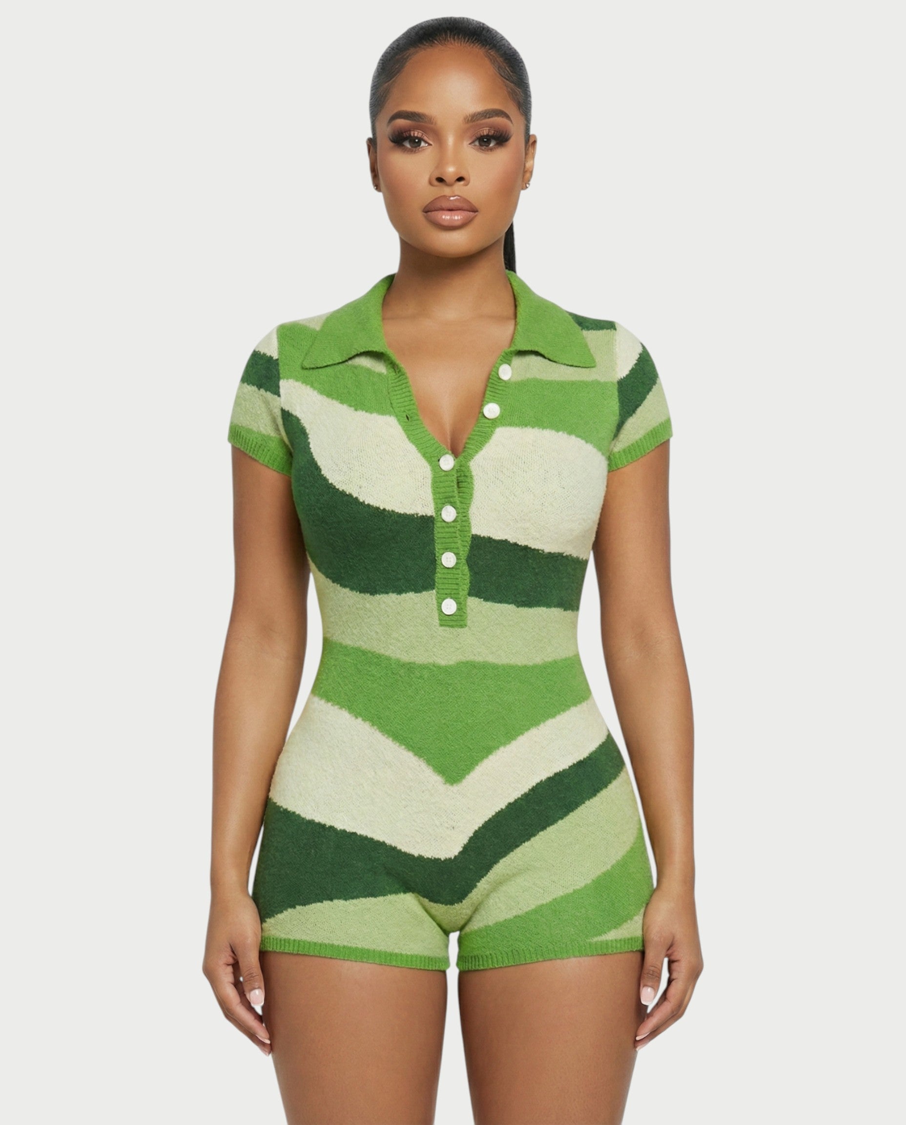 ELLAY Knit Abstract Print Romper