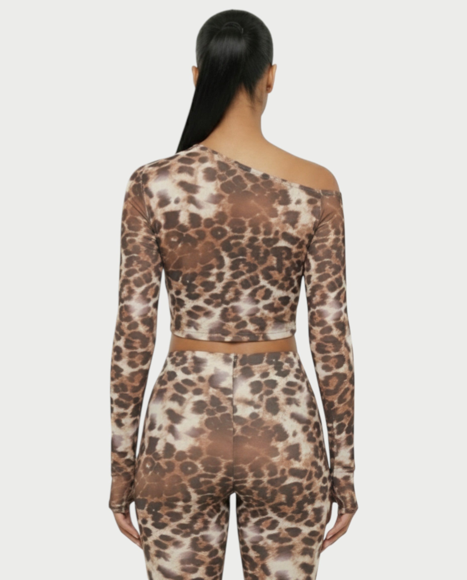 REVNA Leopard Print Asymmetrical Top & Capri Pants Set