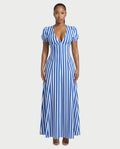 SAHARA Striped Puff Sleeves Maxi Dress