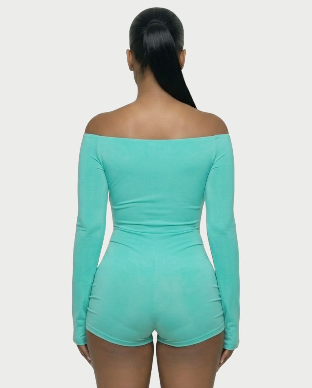 ESMERIA Off-Shoulder Cutout Ruched Romper