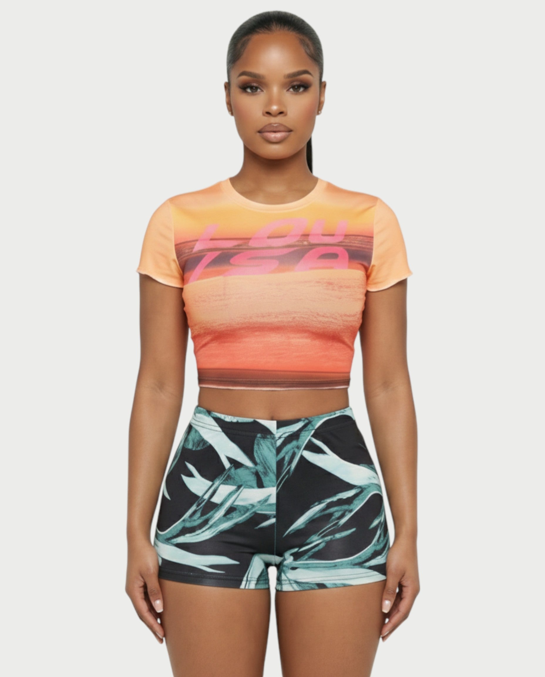 ESTELLE Mesh Crop Top & Shorts Set