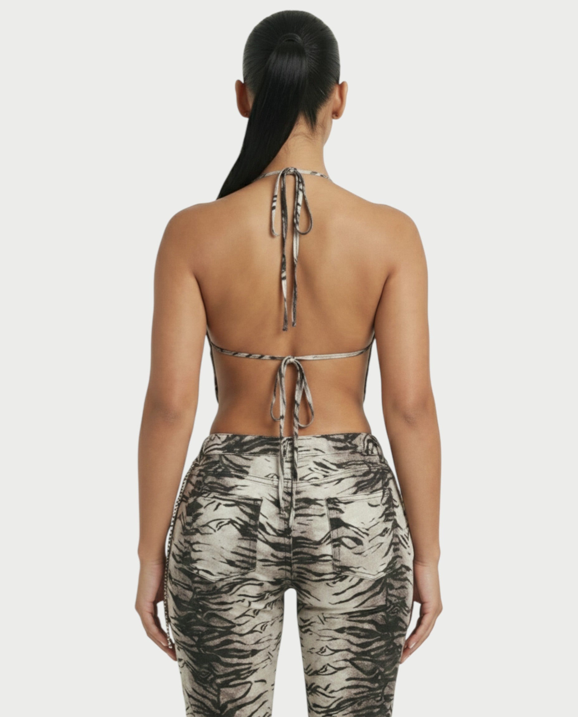 VEXA Zebra Print Top and Denim Jeans Set