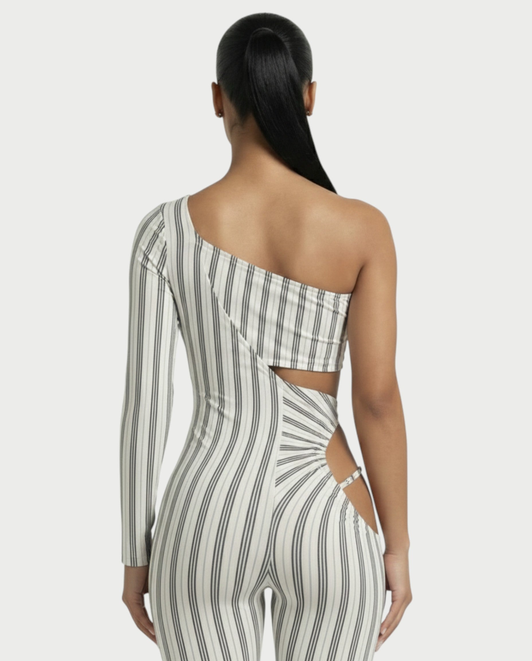 AMBER Asymmetric Striped Cut-Out Jumpsuit