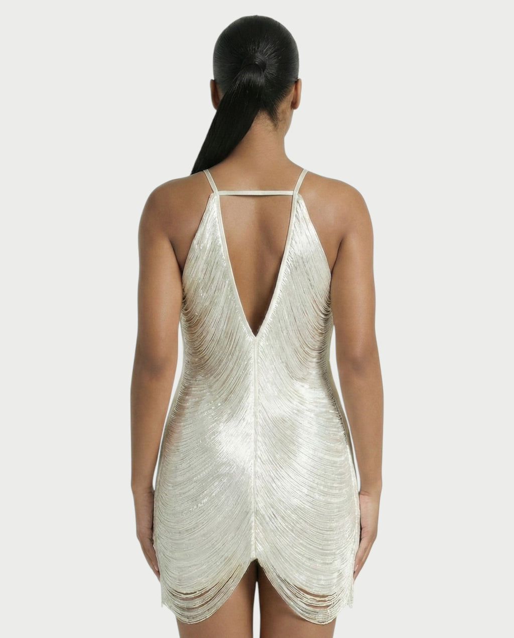 TRIZIA Halterneck Fringe Bodycon Mini Dress