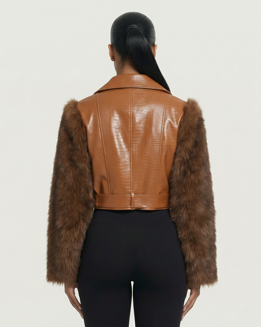 BEXLEY Croc Textured Faux Leather Jacket