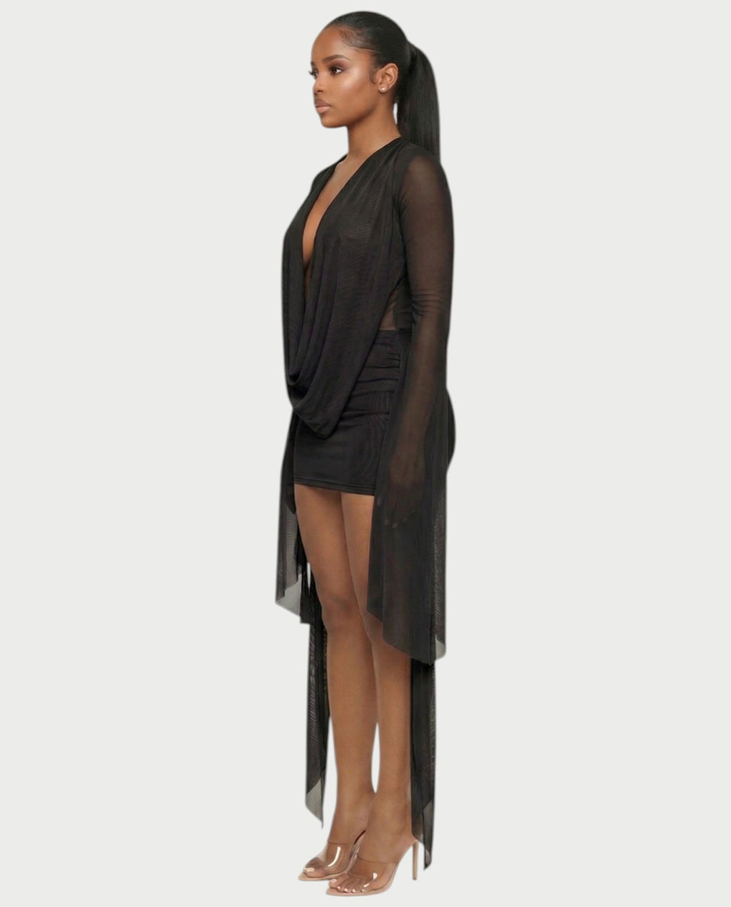 CAROL Cowl Neck Draped Mini Dress