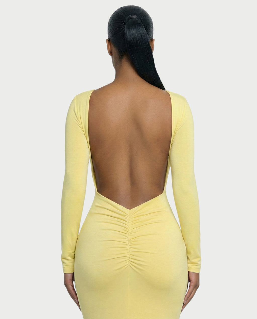 RENNA Draped Front Knot Backless Maxi Dress