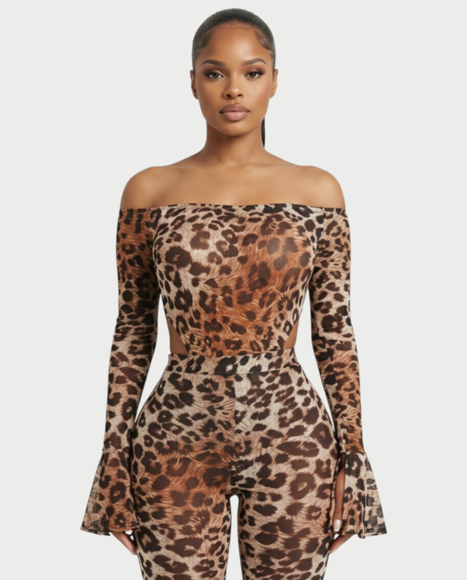 LIBRA Leopard Print Off Shoulder Set