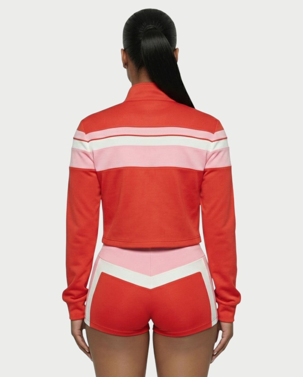 EMBERLY Contrast Zip-Up Jacket Three-Piece Set