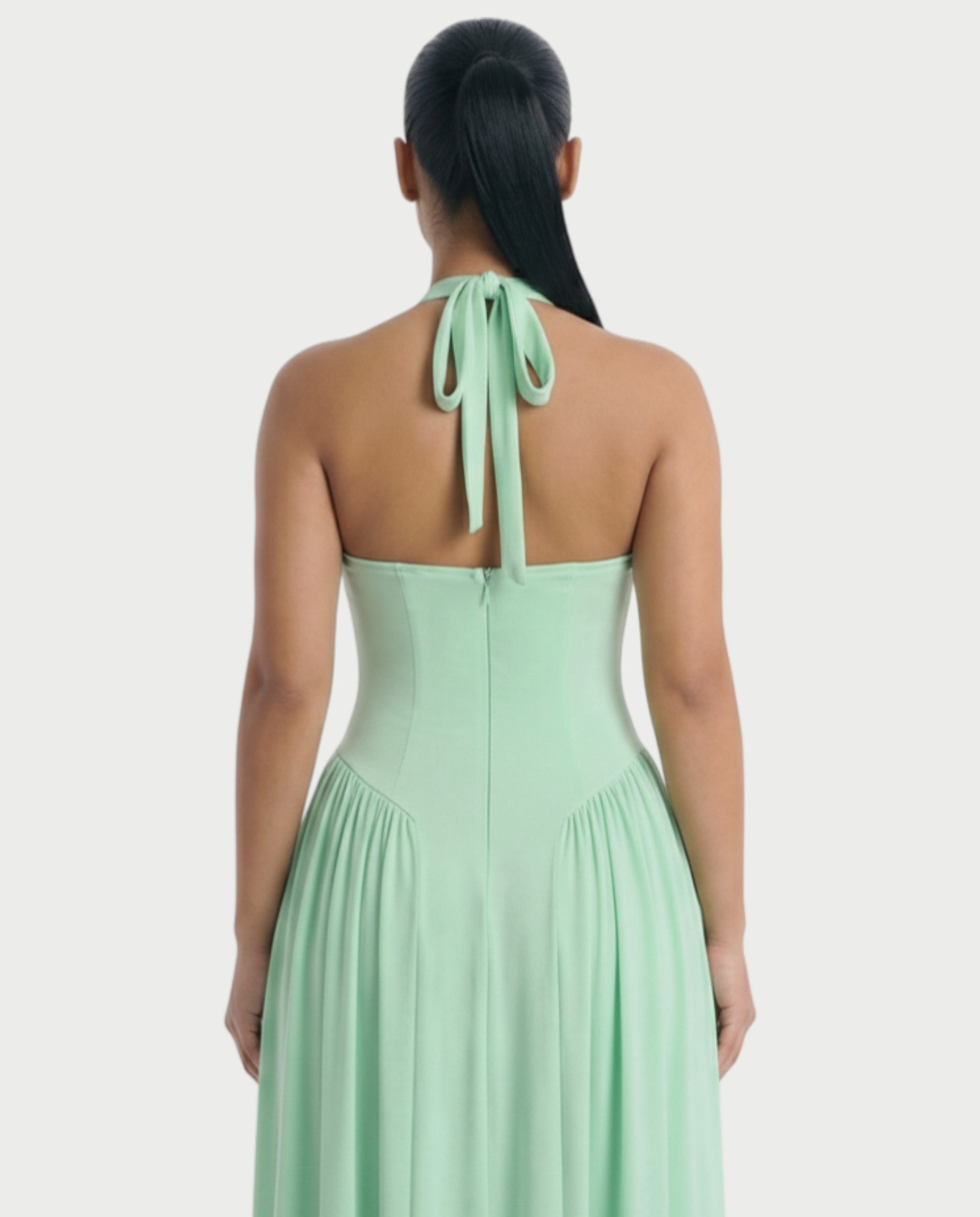 EVIRA Floral Appliqué Drop-Waist Maxi Dress