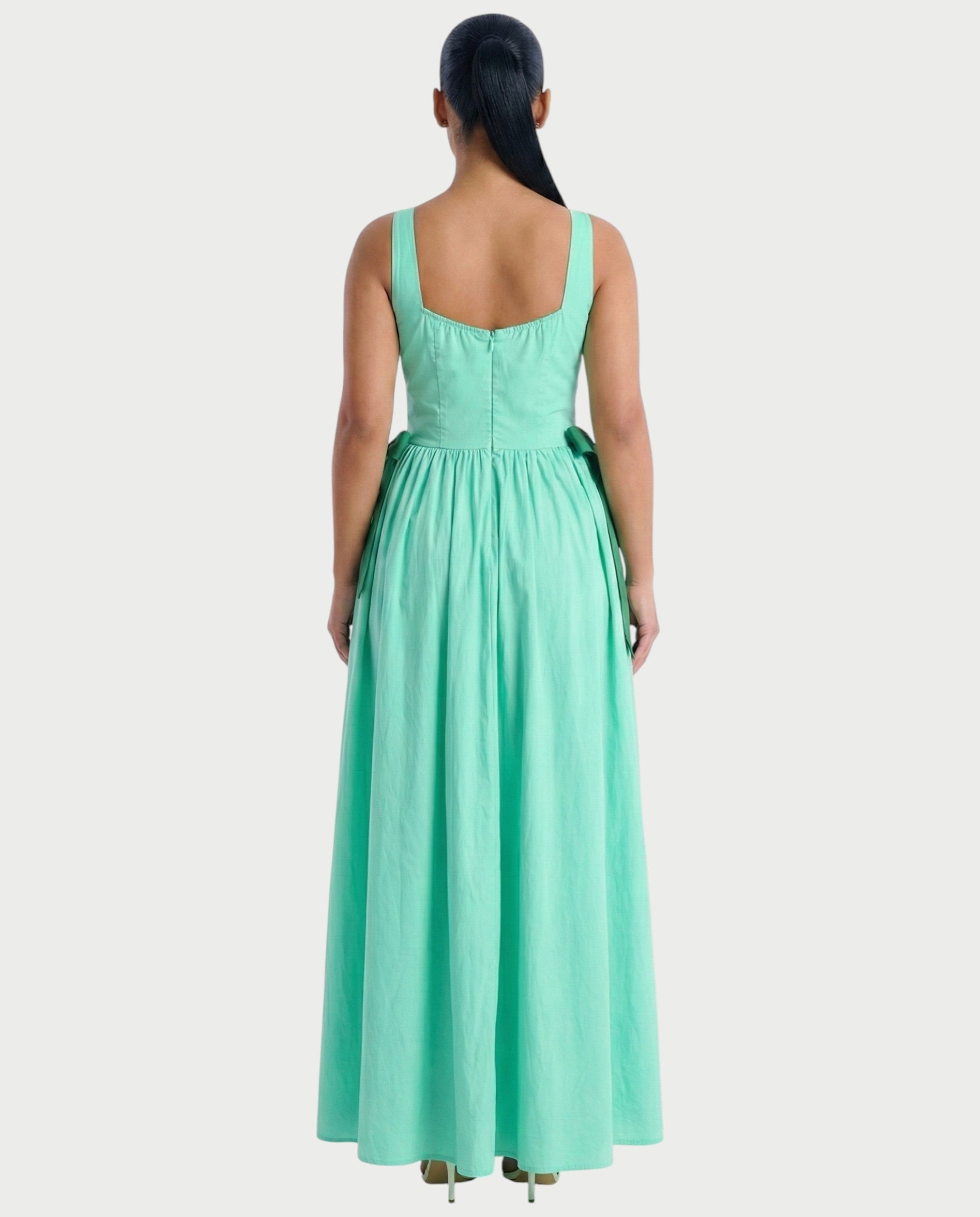 VESSIRA Ruched Button-Front Maxi Dress