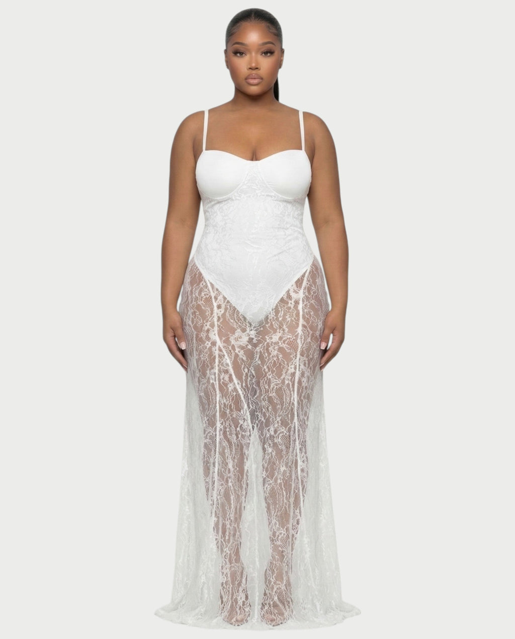 ZENRA Sheer Lace Maxi Dress