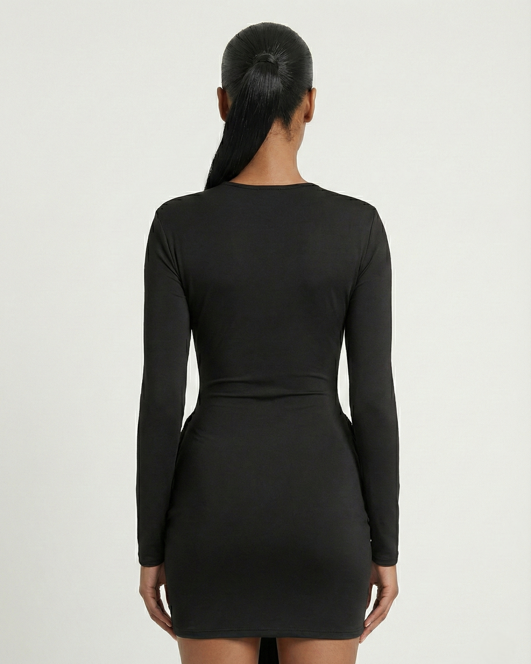 ORIYA Front Knot Long-Sleeve Mini Dress