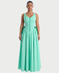 VESSIRA Ruched Button-Front Maxi Dress