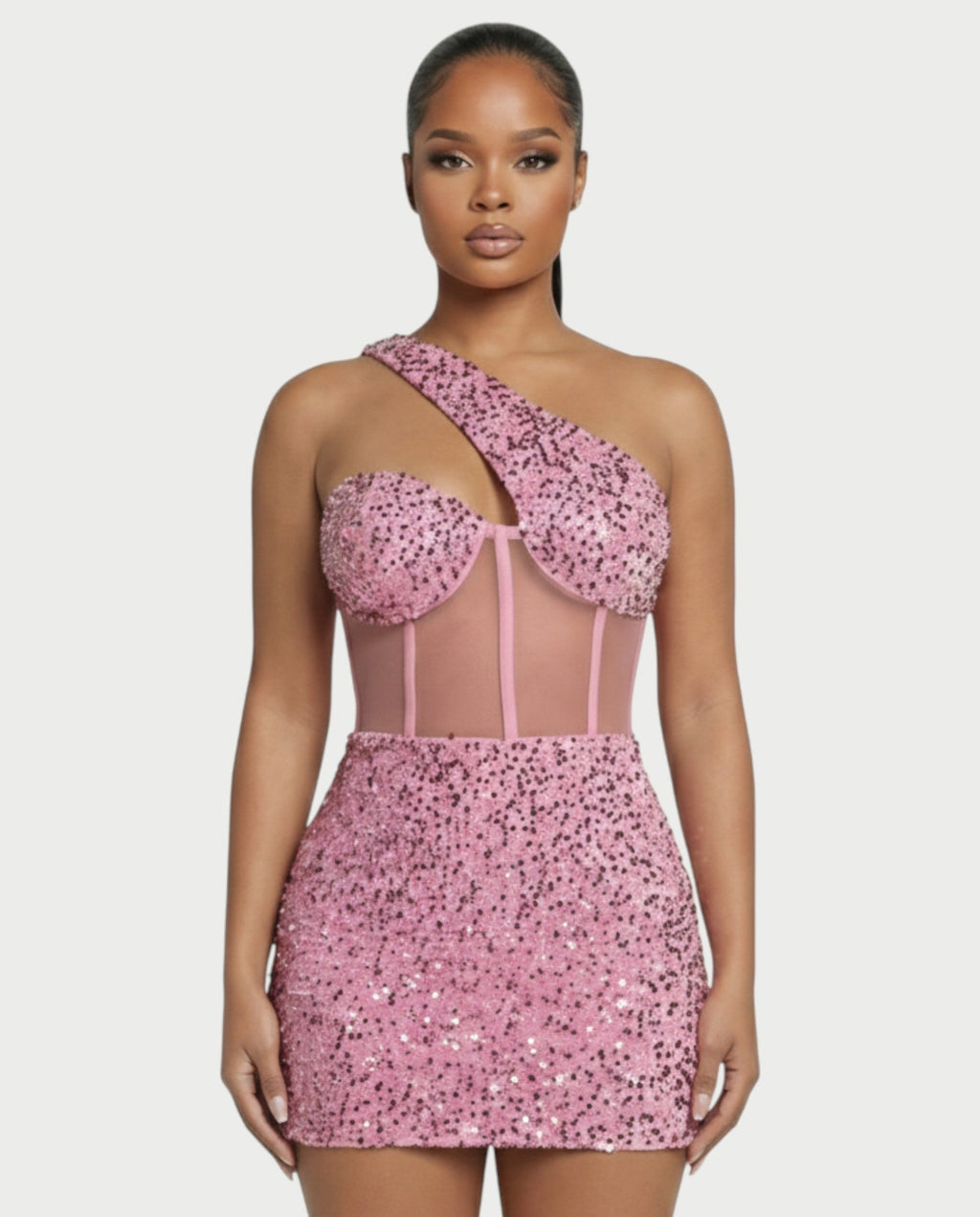 SARA One-shoulder Sequin Mini Dress