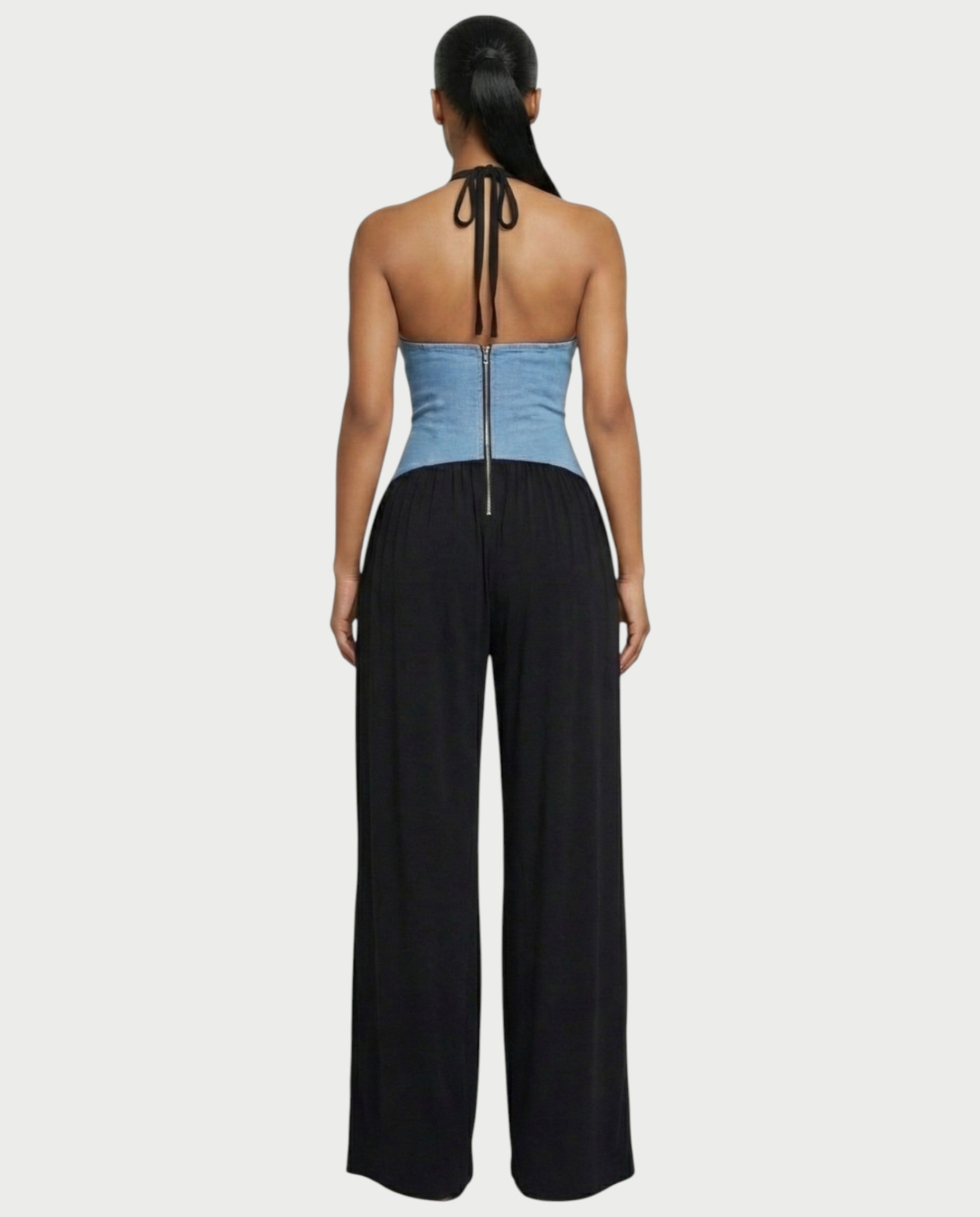 AMARIS Halter Neck Backless Wide Leg Jumpsuit
