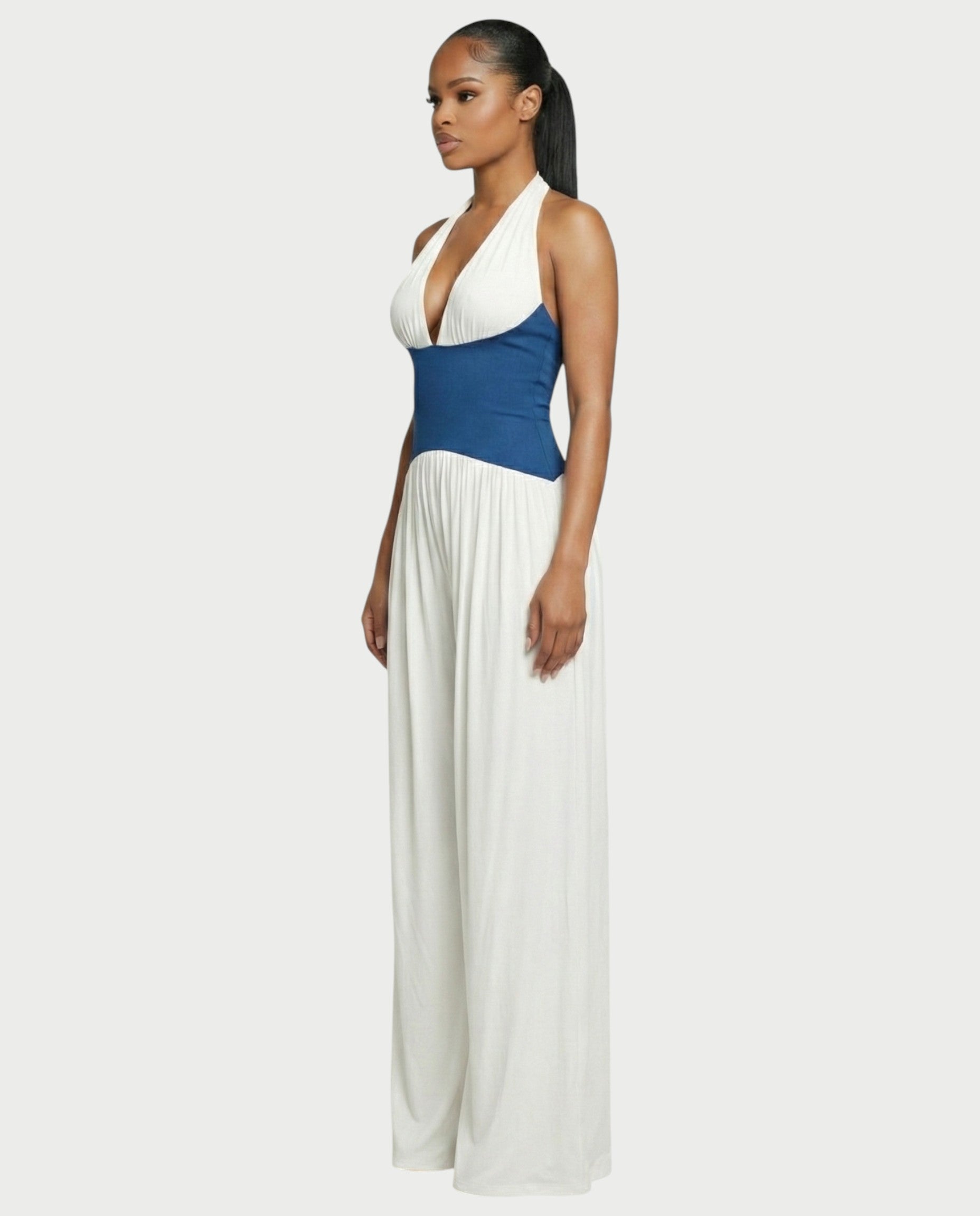 AMARIS Halter Neck Backless Wide Leg Jumpsuit