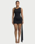 ANNARA Asymmetric Draped Mini Dress