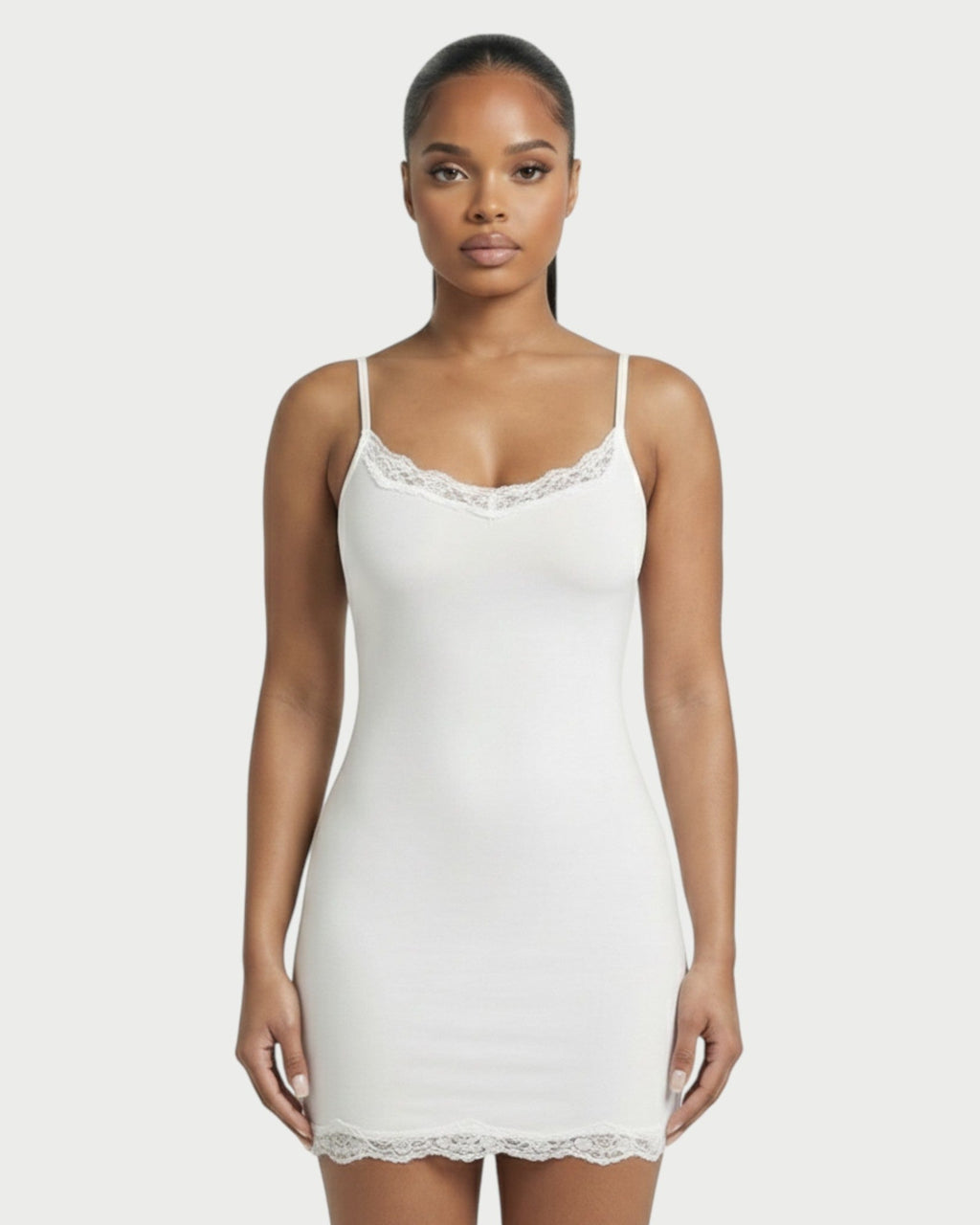 MEVAYA Lace-Trim Cami Bodycon Mini Dress