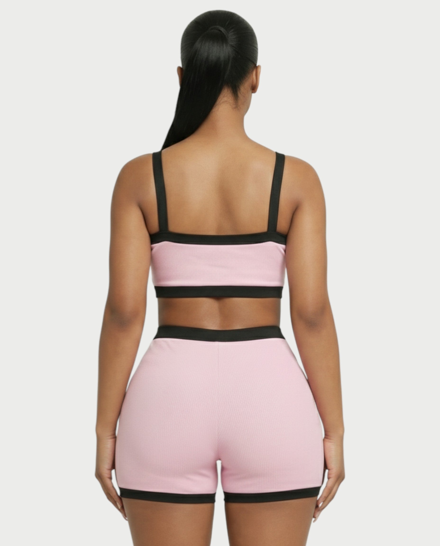 KAMRYN Contrast Trim Top & Shorts Set