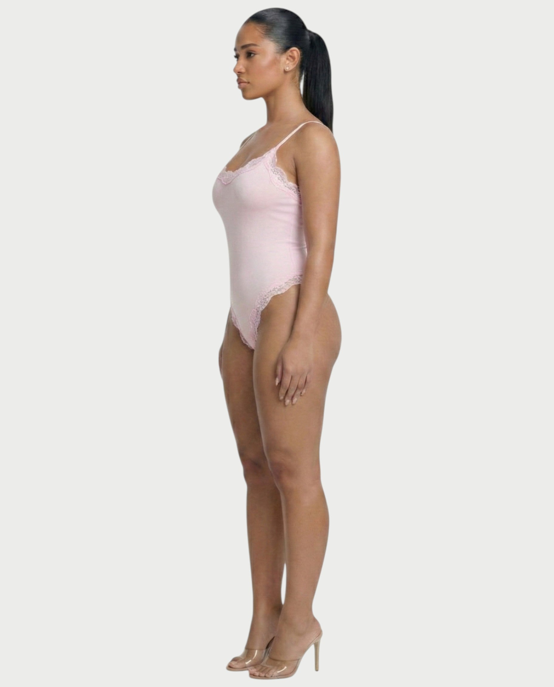 AMELYA Lace-Trim Shapewear Bodysuit