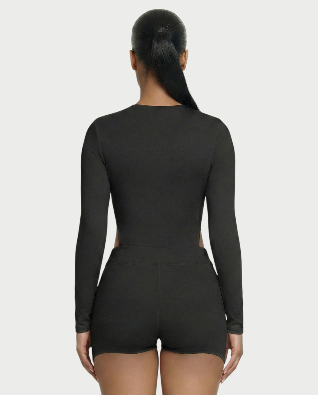 CELLA Cutout Long Sleeve Bodysuit & Shorts Set
