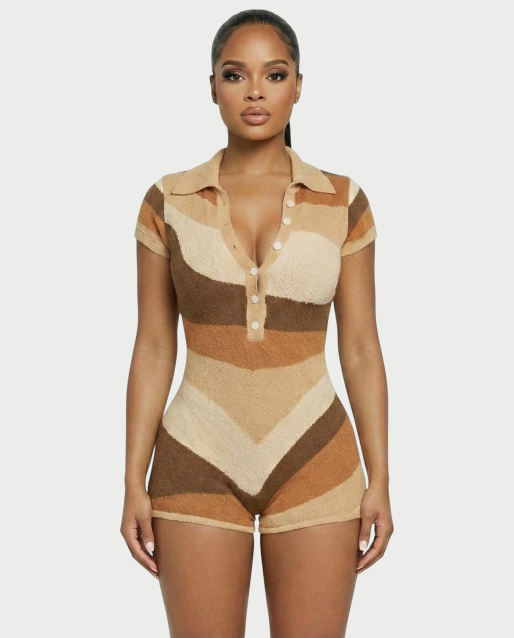 ELLAY Knit Abstract Print Romper