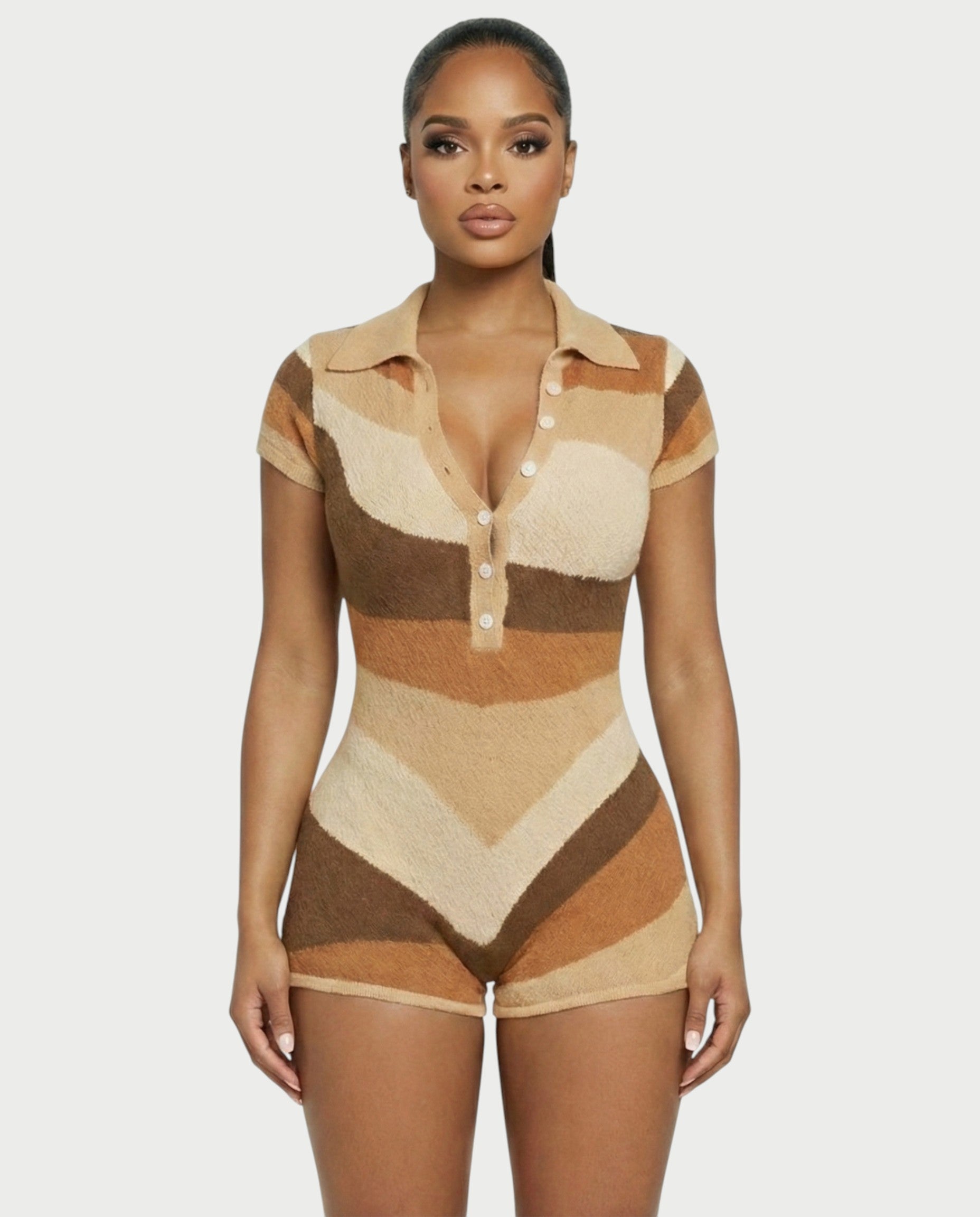 ELLAY Knit Abstract Print Romper