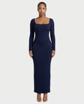 Ribbed Square-Neck Maxi Dress