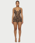 NYLA Leopard Velvet Ruffle Romper