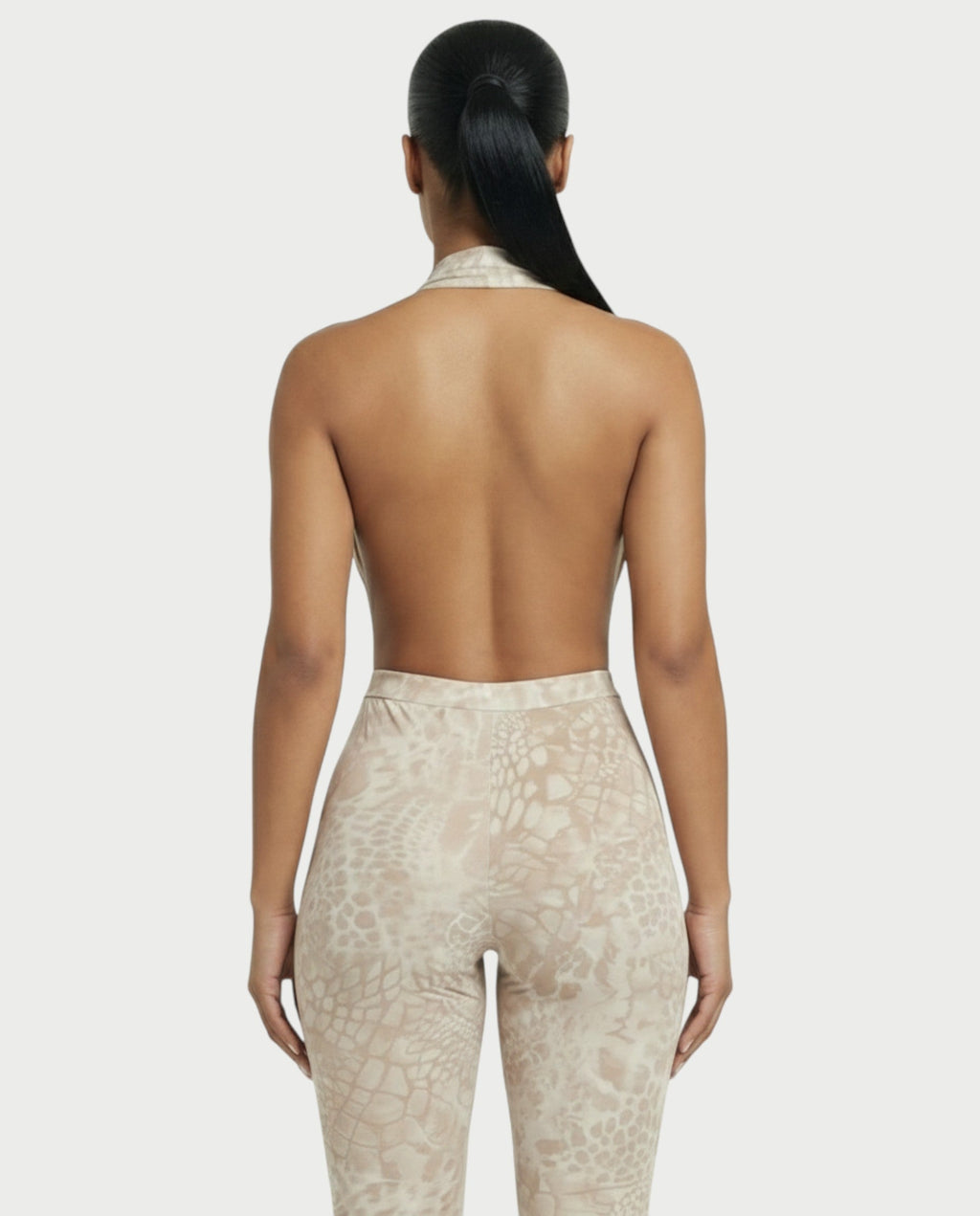 RISSA Plunge Halter Cutout Jumpsuit