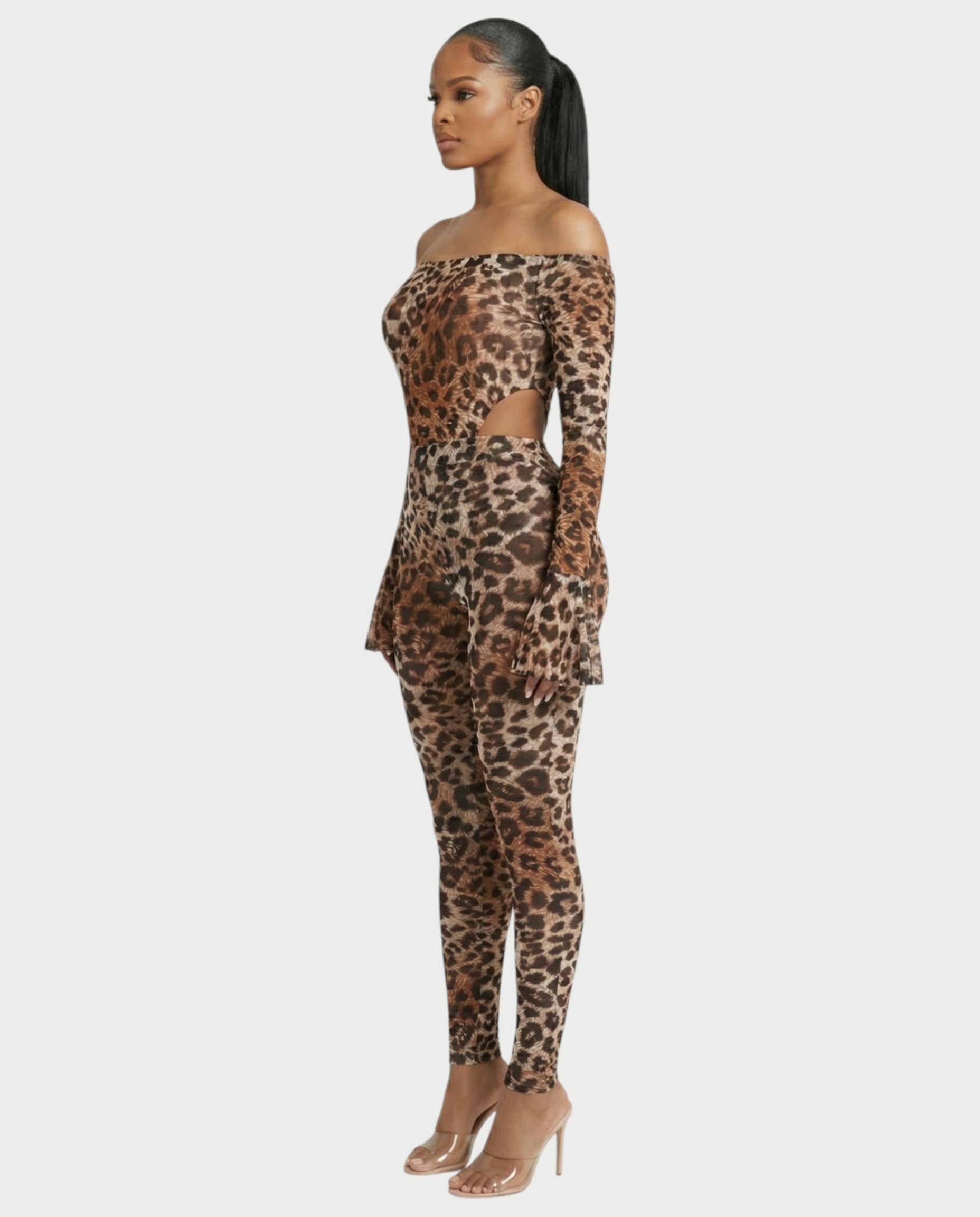 LIBRA Leopard Print Off Shoulder Set
