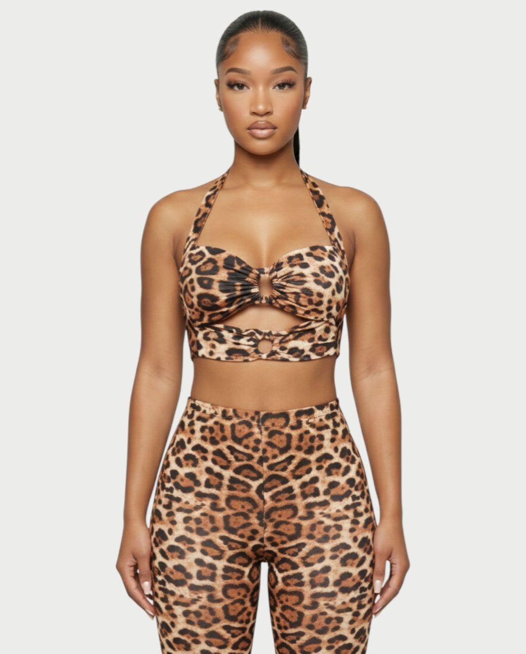 NIA Leopard Cut-out Top & Leggings Set