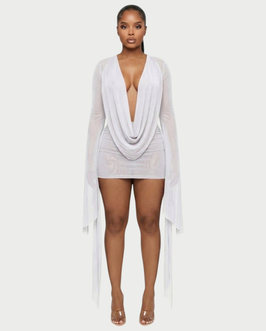 CAROL Cowl Neck Draped Mini Dress